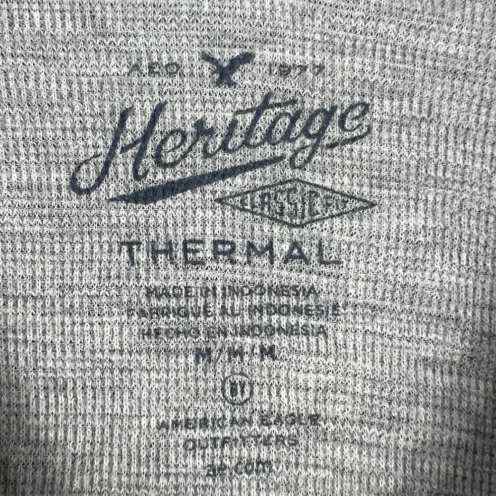 American Eagle Mens Sweatshirt Thermal Medium Gray Long Sleeve Knit Classic Fit